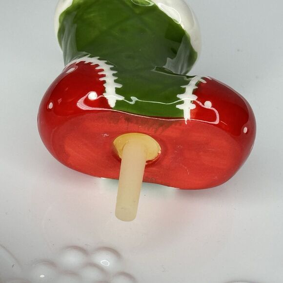 Nora Fleming Retired Mini Christmas Stocking Toothpick Holder Embossed Quilt EUC - Picture 5 of 7